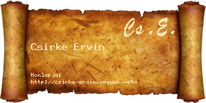 Csirke Ervin névjegykártya
